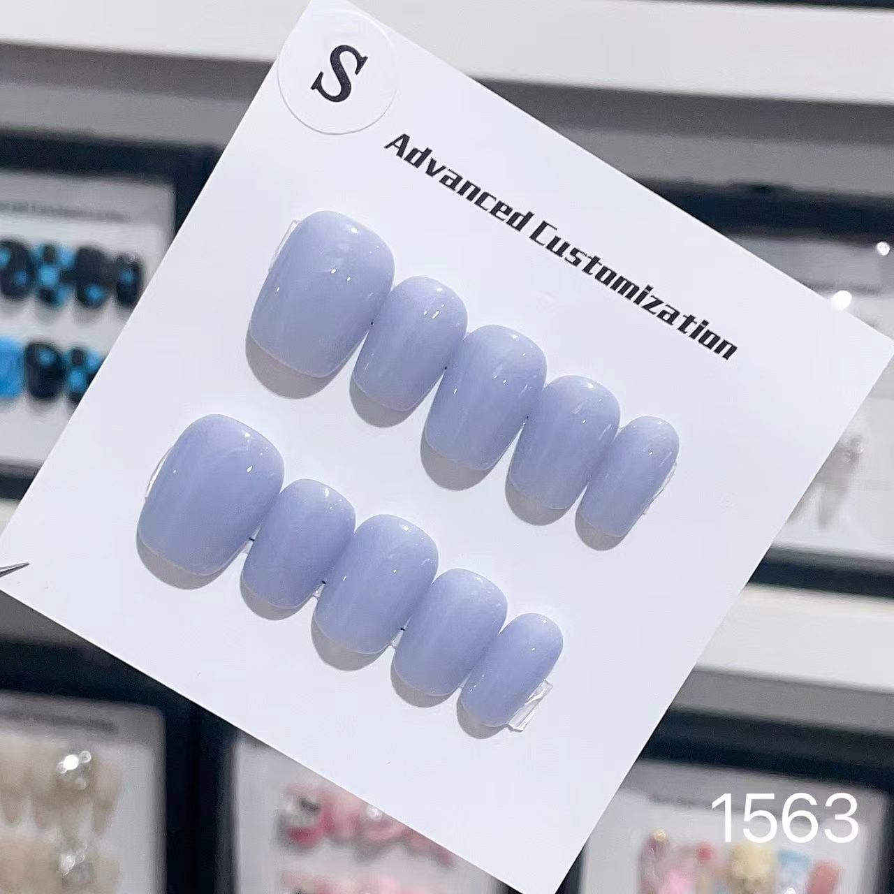 1563# Ice Blue Short press on nails