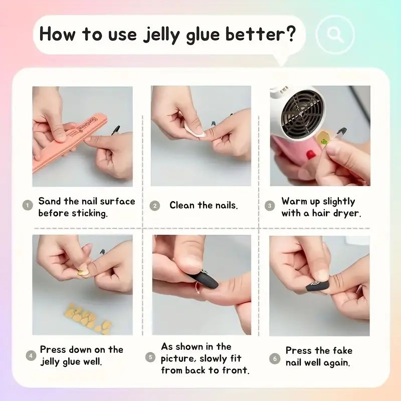 (abcdnails)15pcs Large Size Strong press on nails Jelly glue