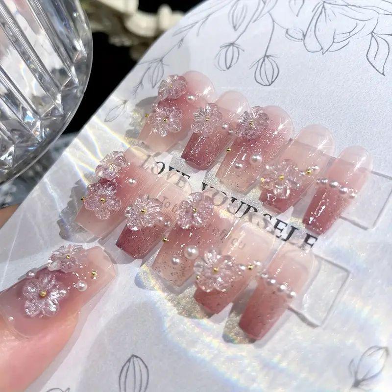 (abcdnails)handmade press on nail open in live (Free Shipping)