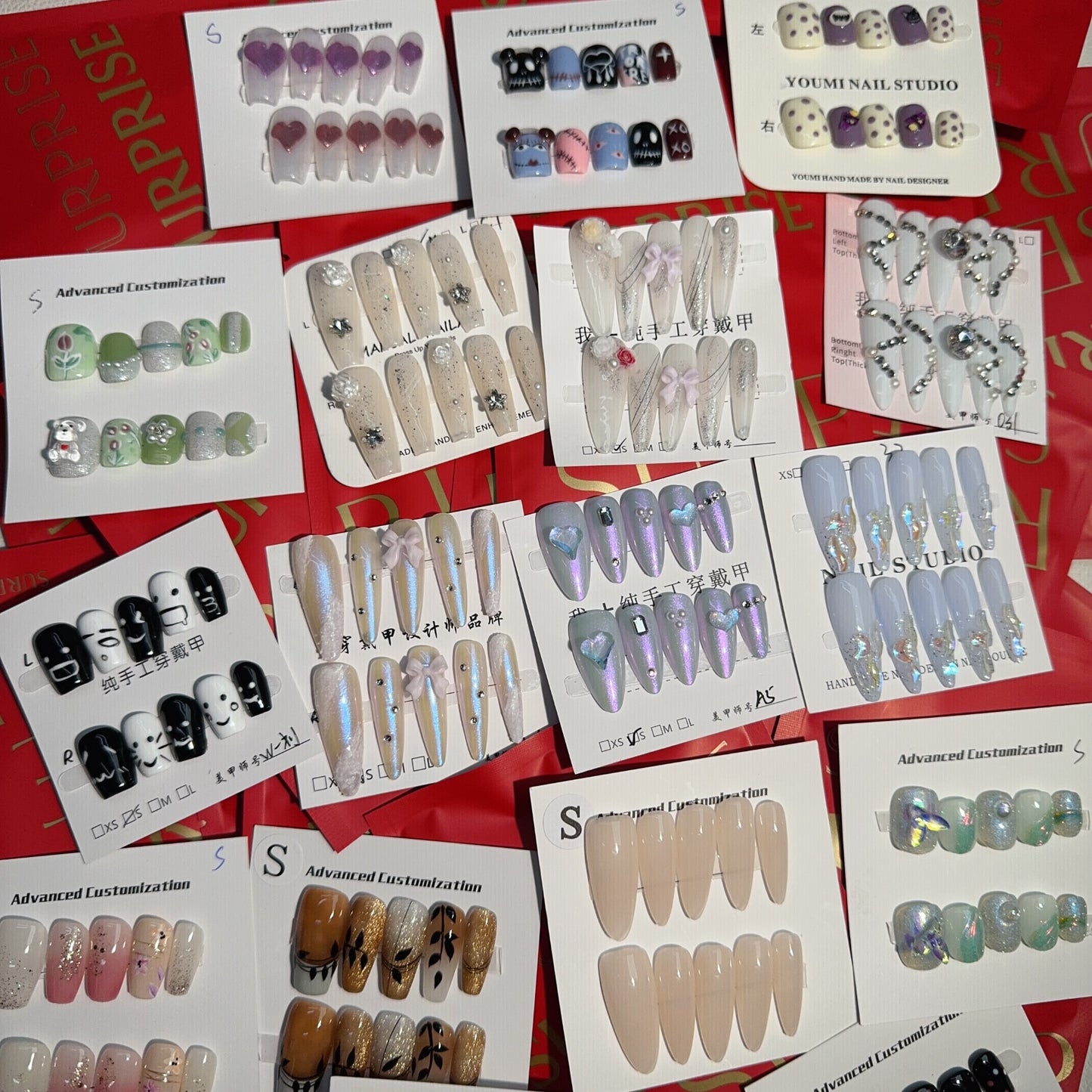 (abcdnails)handmade press on nail open in live (Free Shipping)