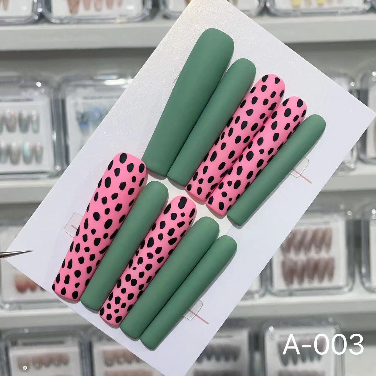 A-003# Colorful leopard print press on nails