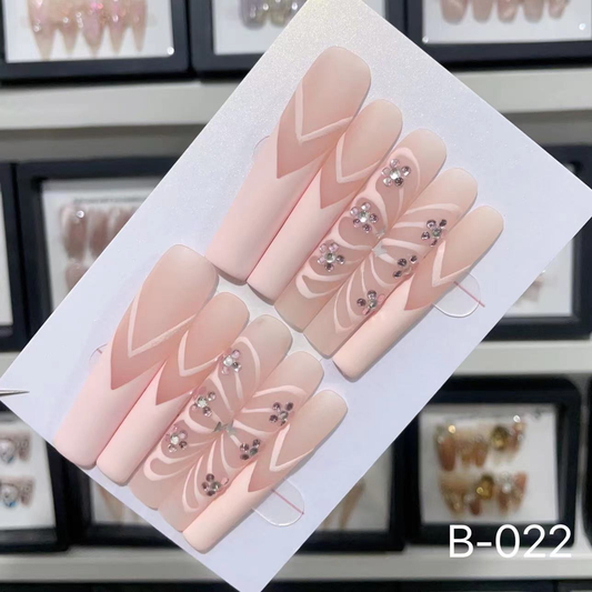 B-022# Pink Butterfly press on nails