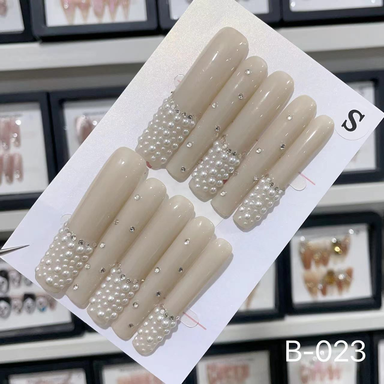 B-023# Pearl Song press on nails