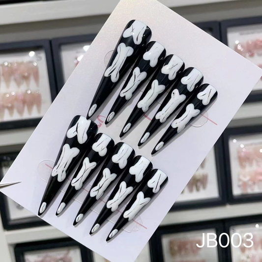 JB003 Skeleton press on nails